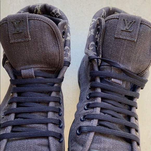 LOUIS VUITTON Monogram Denim High Top Sneakers - Picture 8 of 14